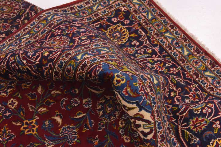 10' x 12' 9 Hand Knotted Kashan Persian Wool Rug