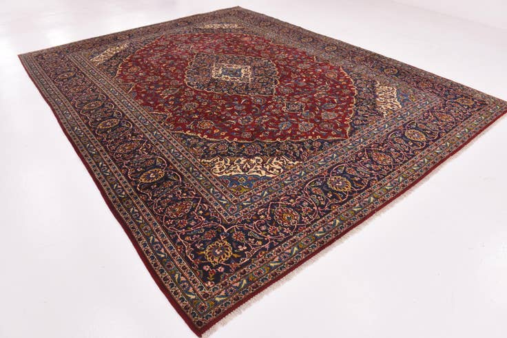 Detail image of 10' x 12' 9 Hand Knotted Kashan Persian Wool Rug