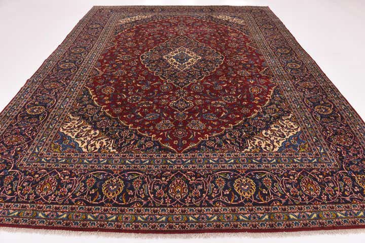 10' x 12' 9 Hand Knotted Kashan Persian Wool Rug