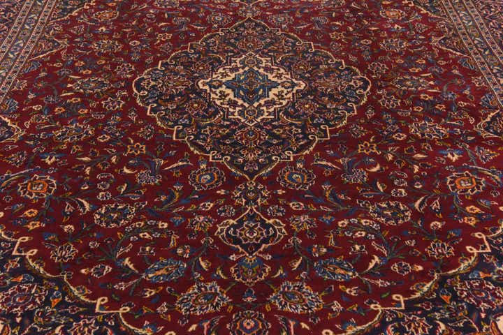 10' x 12' 9 Hand Knotted Kashan Persian Wool Rug