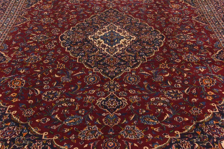 Detail image of 10' x 12' 9 Hand Knotted Kashan Persian Wool Rug