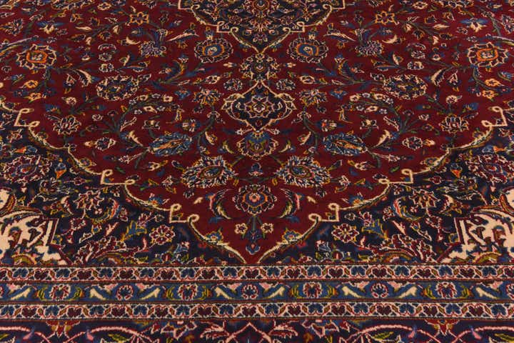 10' x 12' 9 Hand Knotted Kashan Persian Wool Rug