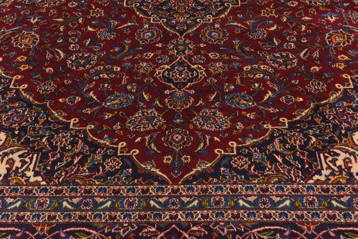 Detail image of 10' x 12' 9 Hand Knotted Kashan Persian Wool Rug