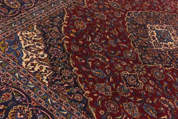 Detail image of 10' x 12' 9 Hand Knotted Kashan Persian Wool Rug