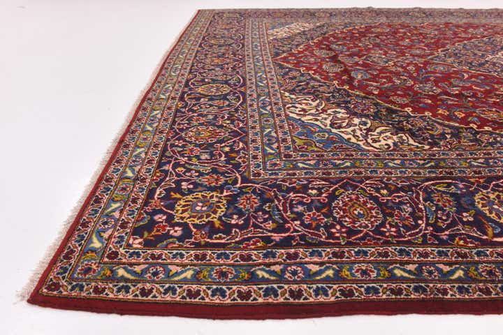 10' x 12' 9 Hand Knotted Kashan Persian Wool Rug