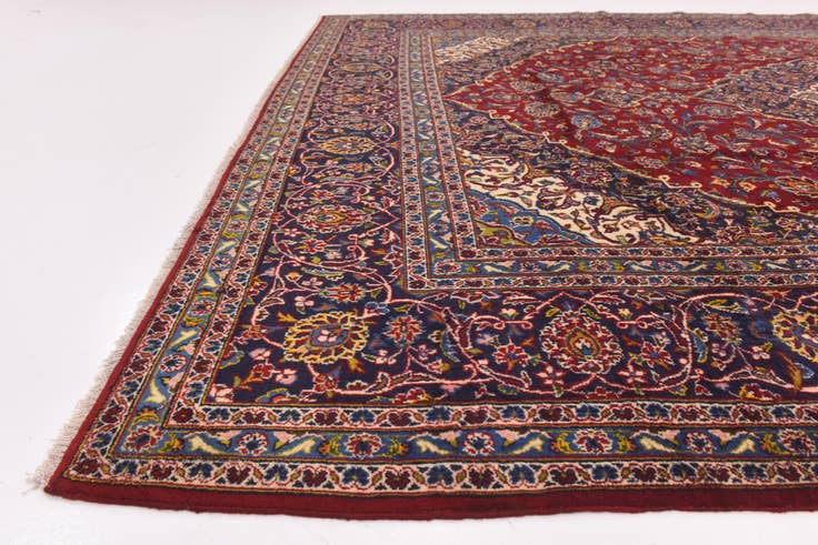 Detail image of 10' x 12' 9 Hand Knotted Kashan Persian Wool Rug
