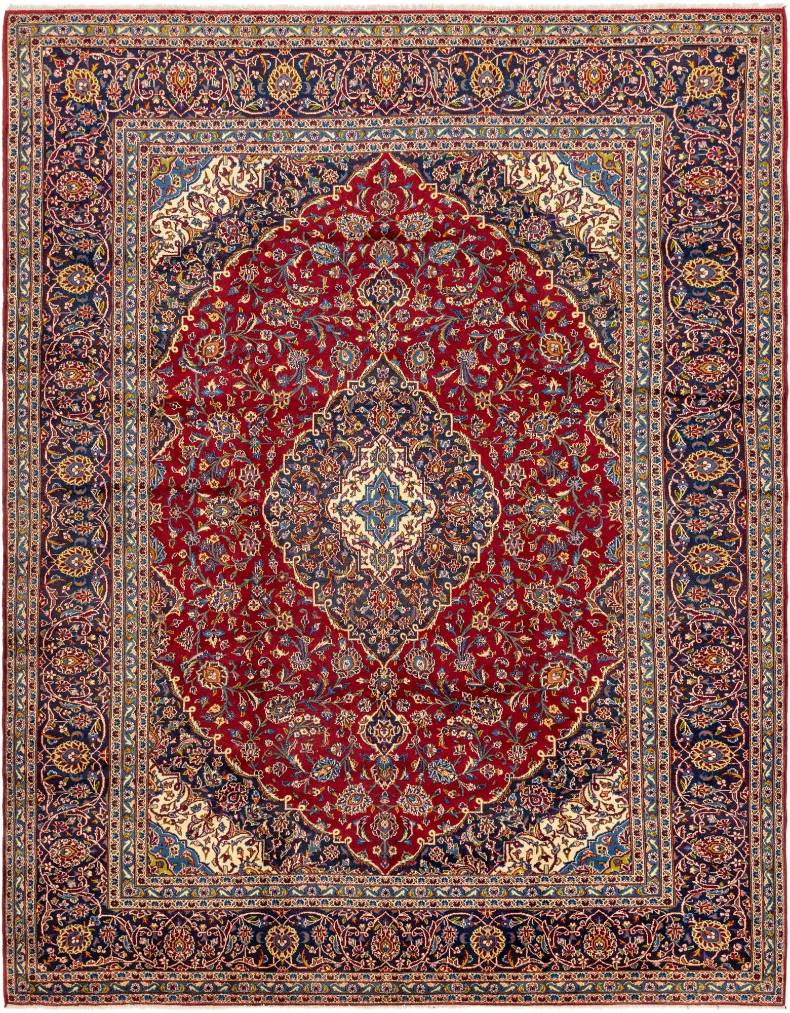 10' x 12' 9 Hand Knotted Kashan Persian Wool Rug