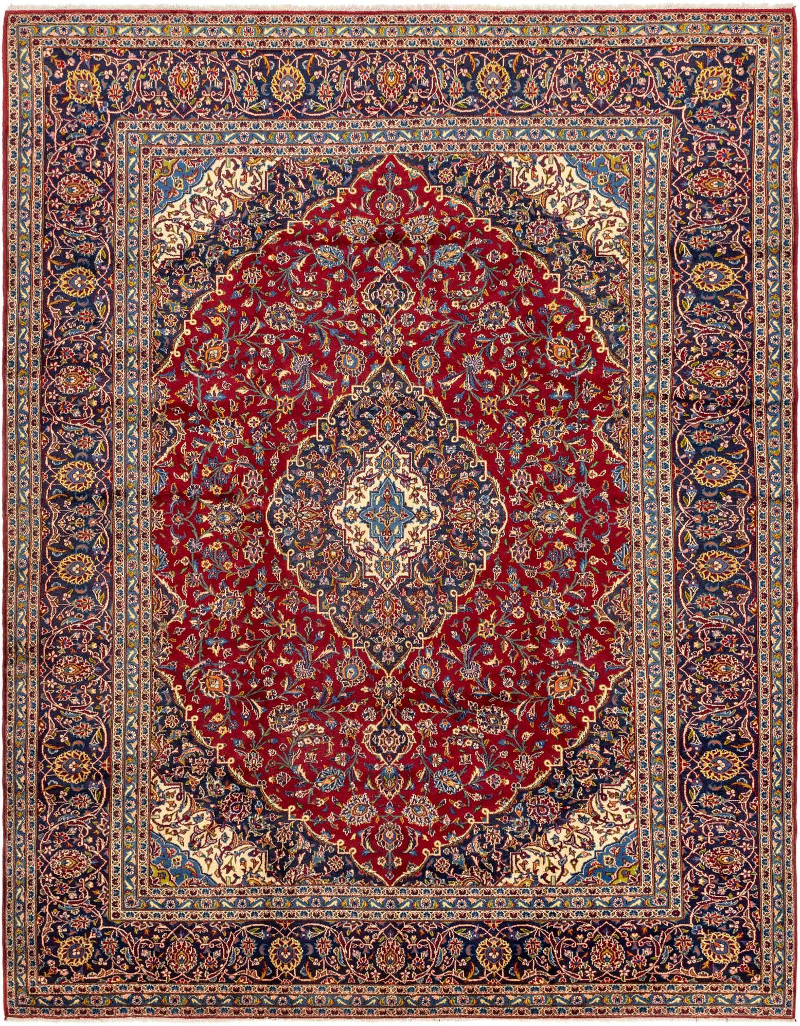 10' x 12' 9 Hand Knotted Kashan Persian Wool Rug