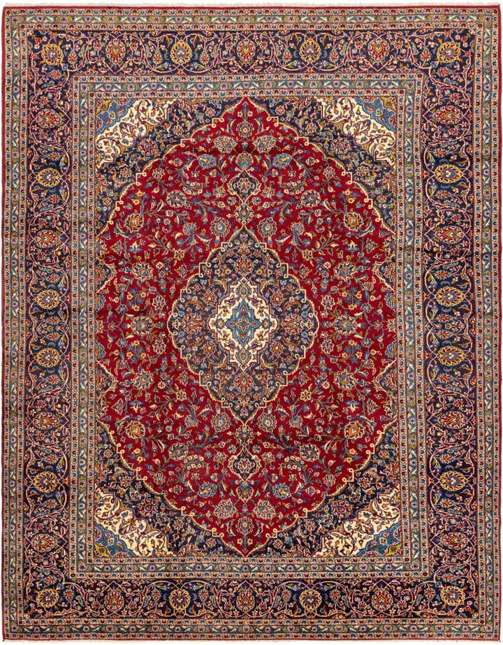 10' x 12' 9 Hand Knotted Kashan Persian Wool Rug