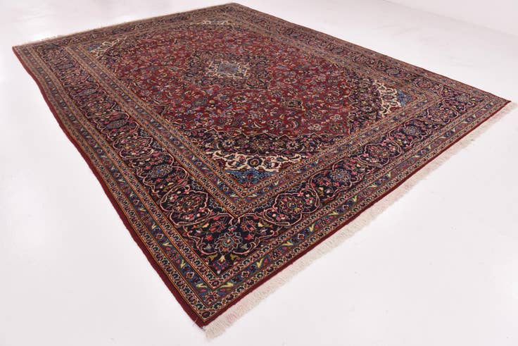 Detail image of 9' 10 x 13' Hand Knotted Kashan Persian Wool Rug