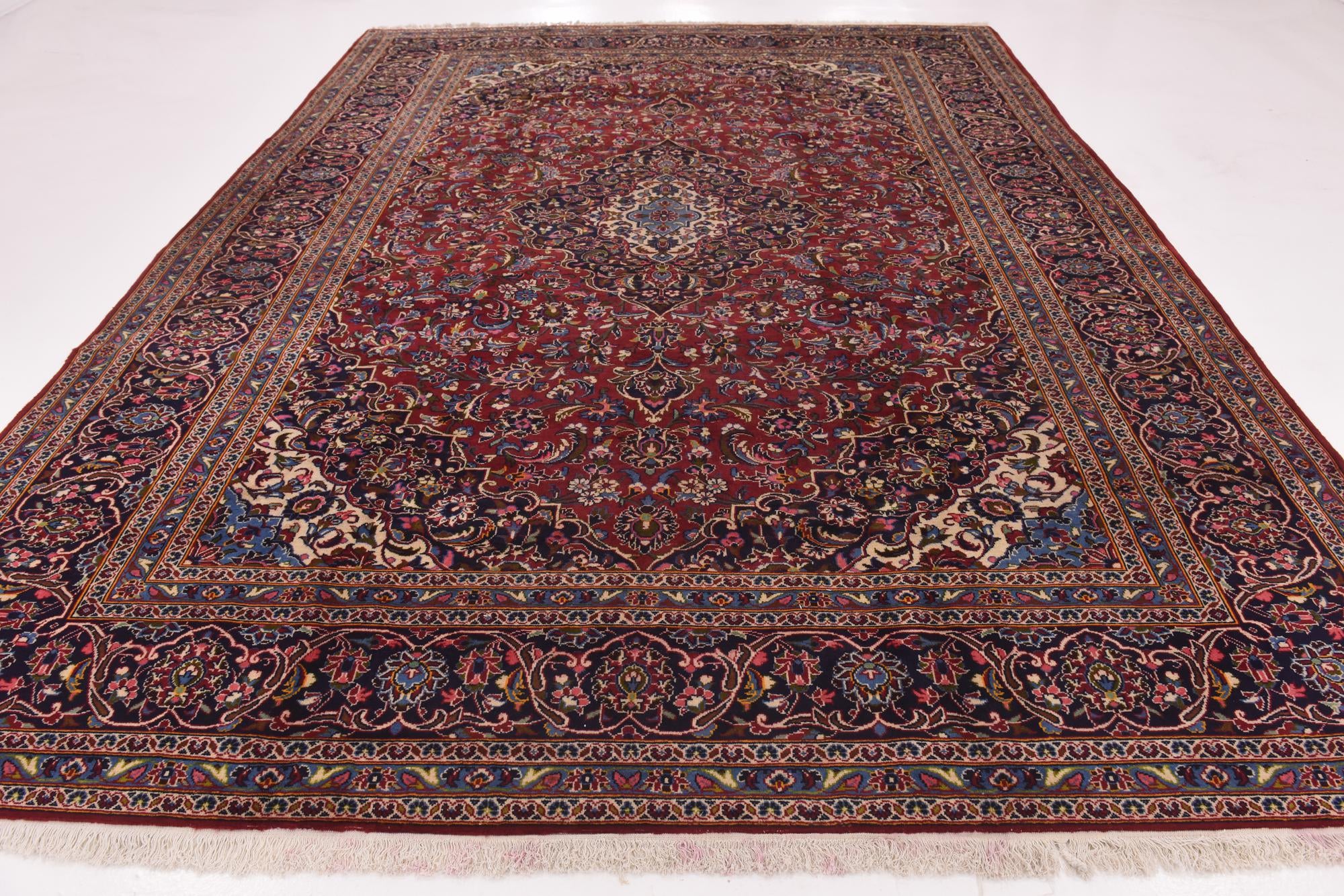 9' 10 x 13' Hand Knotted Kashan Persian Wool Rug