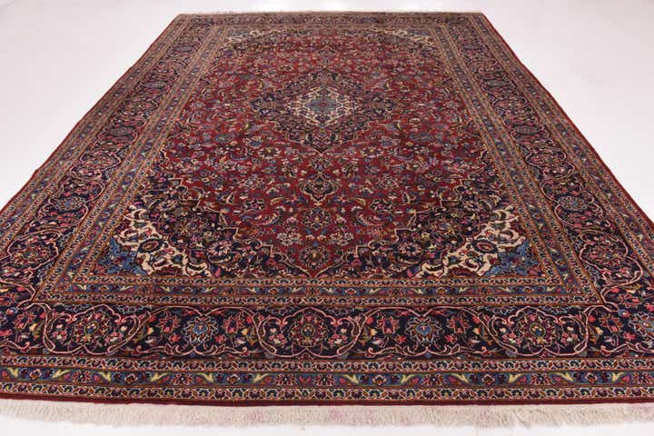 9' 10 x 13' Hand Knotted Kashan Persian Wool Rug
