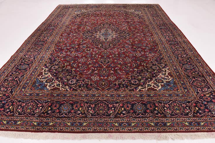 Detail image of 9' 10 x 13' Hand Knotted Kashan Persian Wool Rug