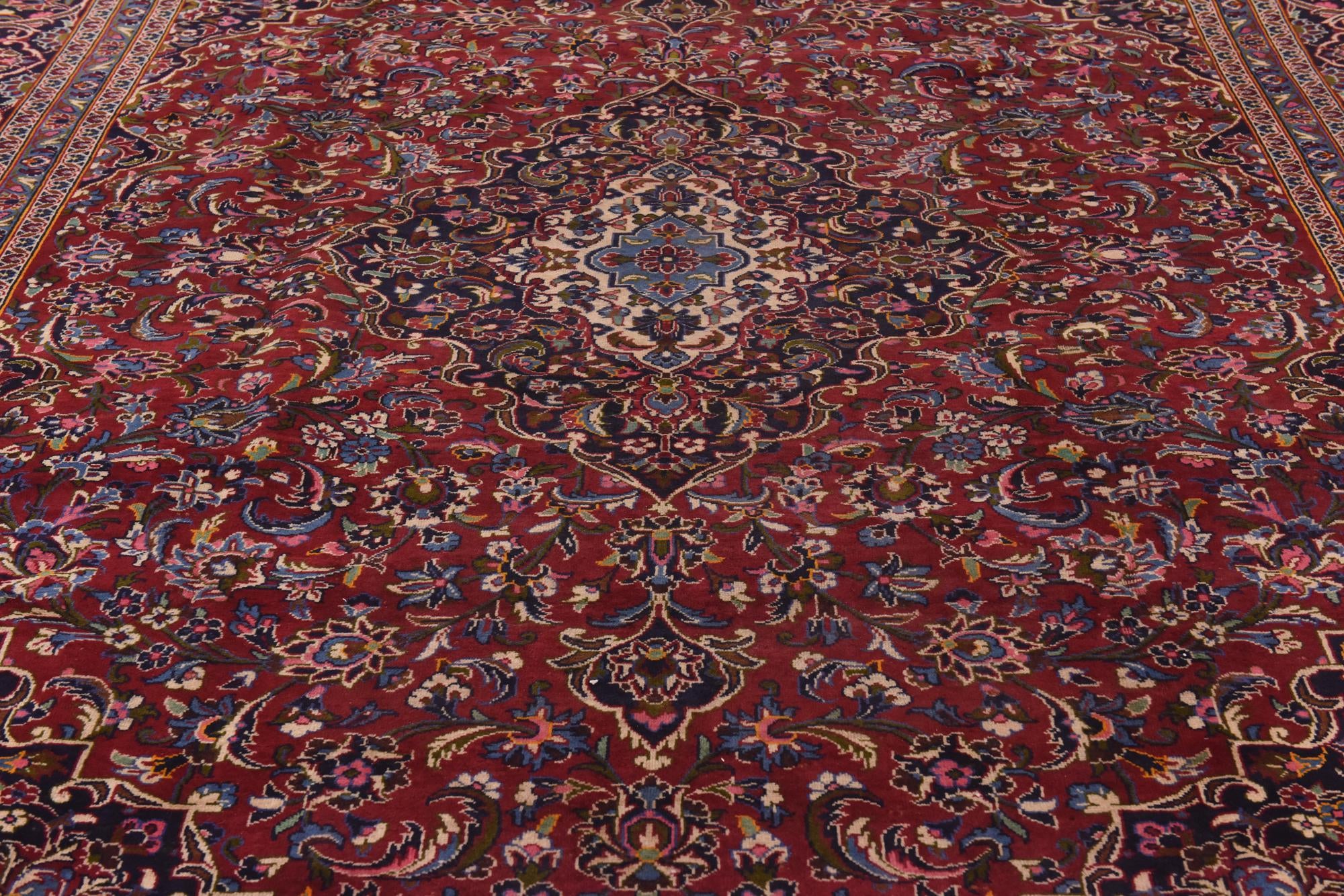 9' 10 x 13' Hand Knotted Kashan Persian Wool Rug