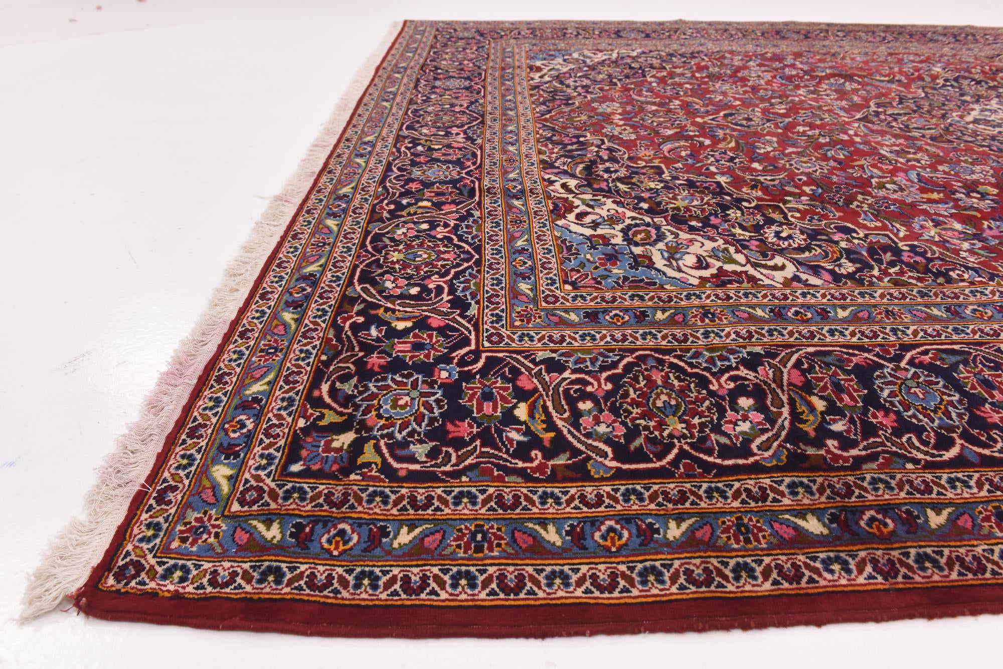 9' 10 x 13' Hand Knotted Kashan Persian Wool Rug