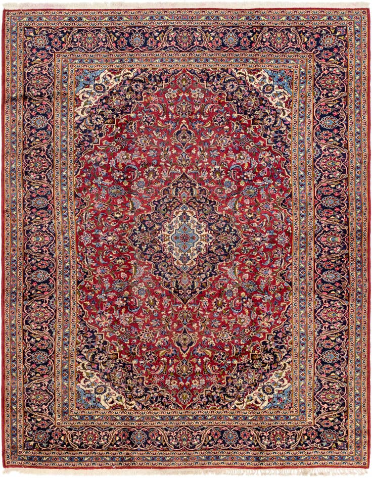 Detail image of 9' 10 x 13' Hand Knotted Kashan Persian Wool Rug