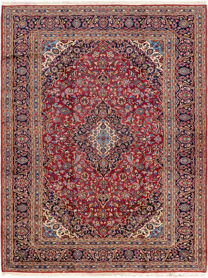 Detail image of 9' 10 x 13' Hand Knotted Kashan Persian Wool Rug