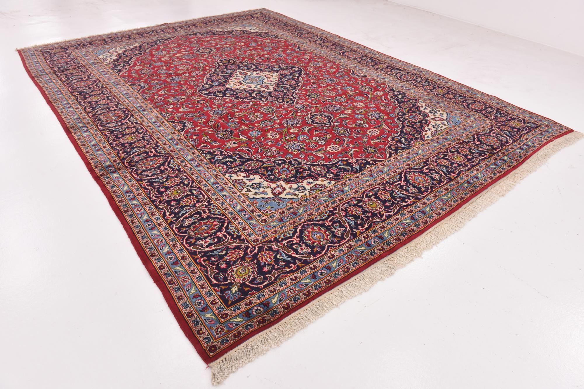 9' 9 x 13' 3 Hand Knotted Kashan Persian Wool Rug