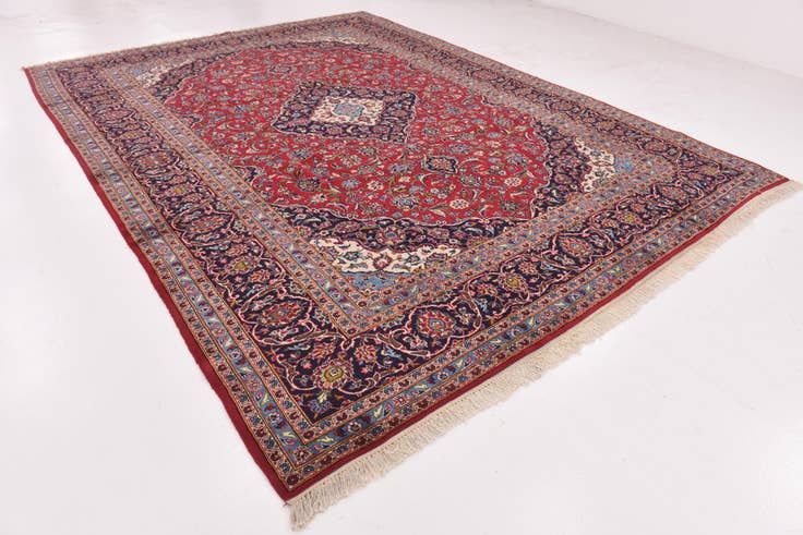 Detail image of 9' 9 x 13' 3 Hand Knotted Kashan Persian Wool Rug