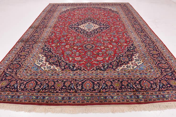 Detail image of 9' 9 x 13' 3 Hand Knotted Kashan Persian Wool Rug