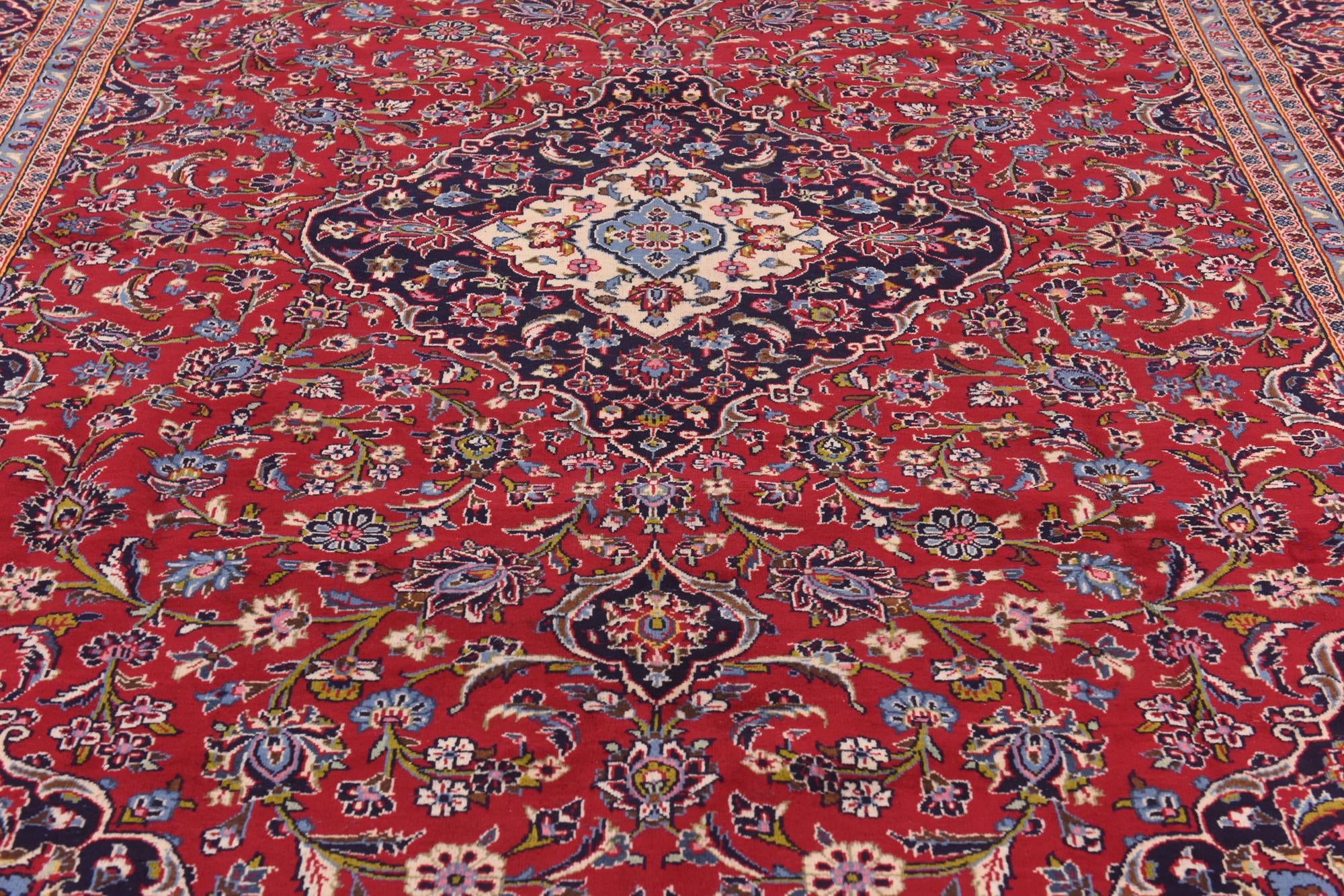 9' 9 x 13' 3 Hand Knotted Kashan Persian Wool Rug