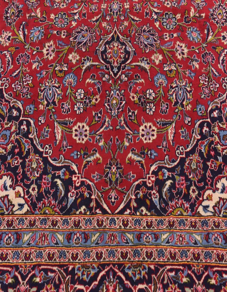 Detail image of 9' 9 x 13' 3 Hand Knotted Kashan Persian Wool Rug