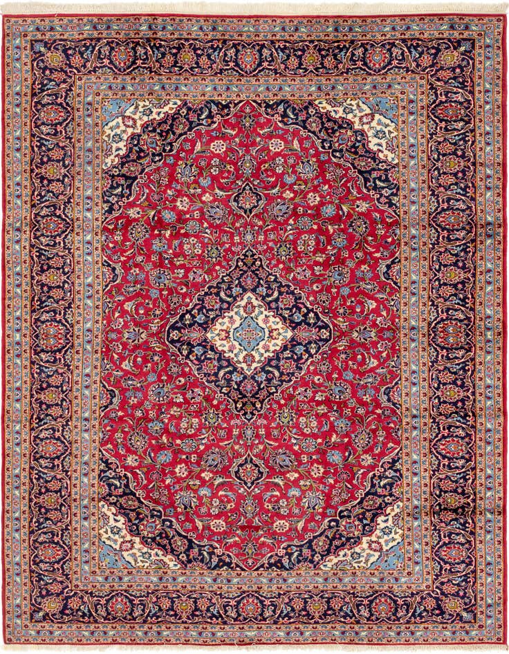 Detail image of 9' 9 x 13' 3 Hand Knotted Kashan Persian Wool Rug