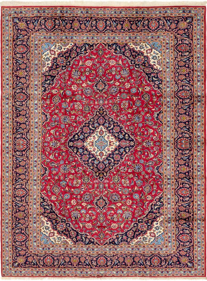 Detail image of 9' 9 x 13' 3 Hand Knotted Kashan Persian Wool Rug