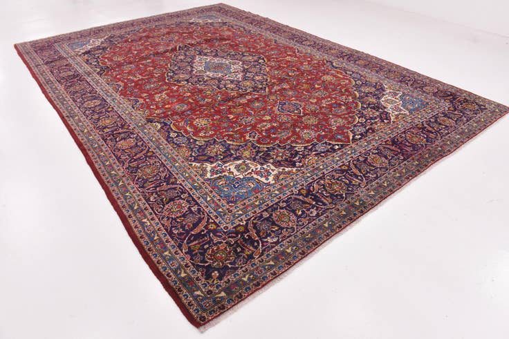 Detail image of 9' 9 x 14' Hand Knotted Kashan Persian Wool Rug