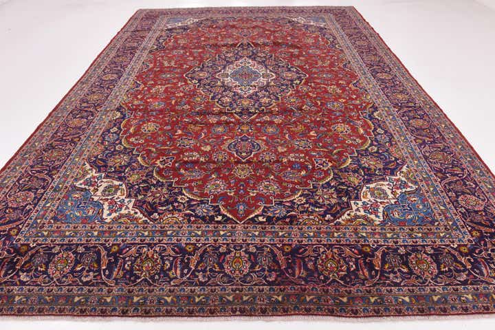 9' 9 x 14' Hand Knotted Kashan Persian Wool Rug