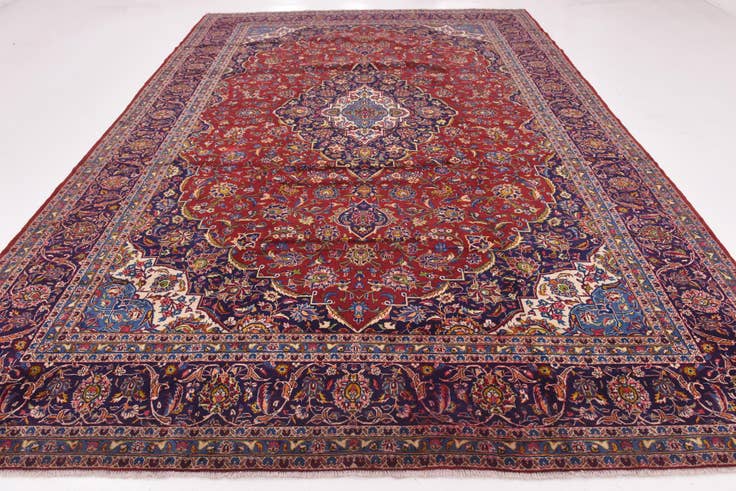 Detail image of 9' 9 x 14' Hand Knotted Kashan Persian Wool Rug