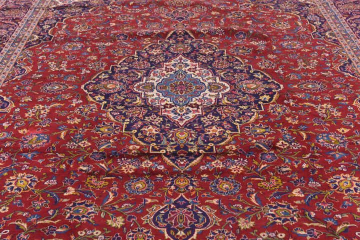 9' 9 x 14' Hand Knotted Kashan Persian Wool Rug