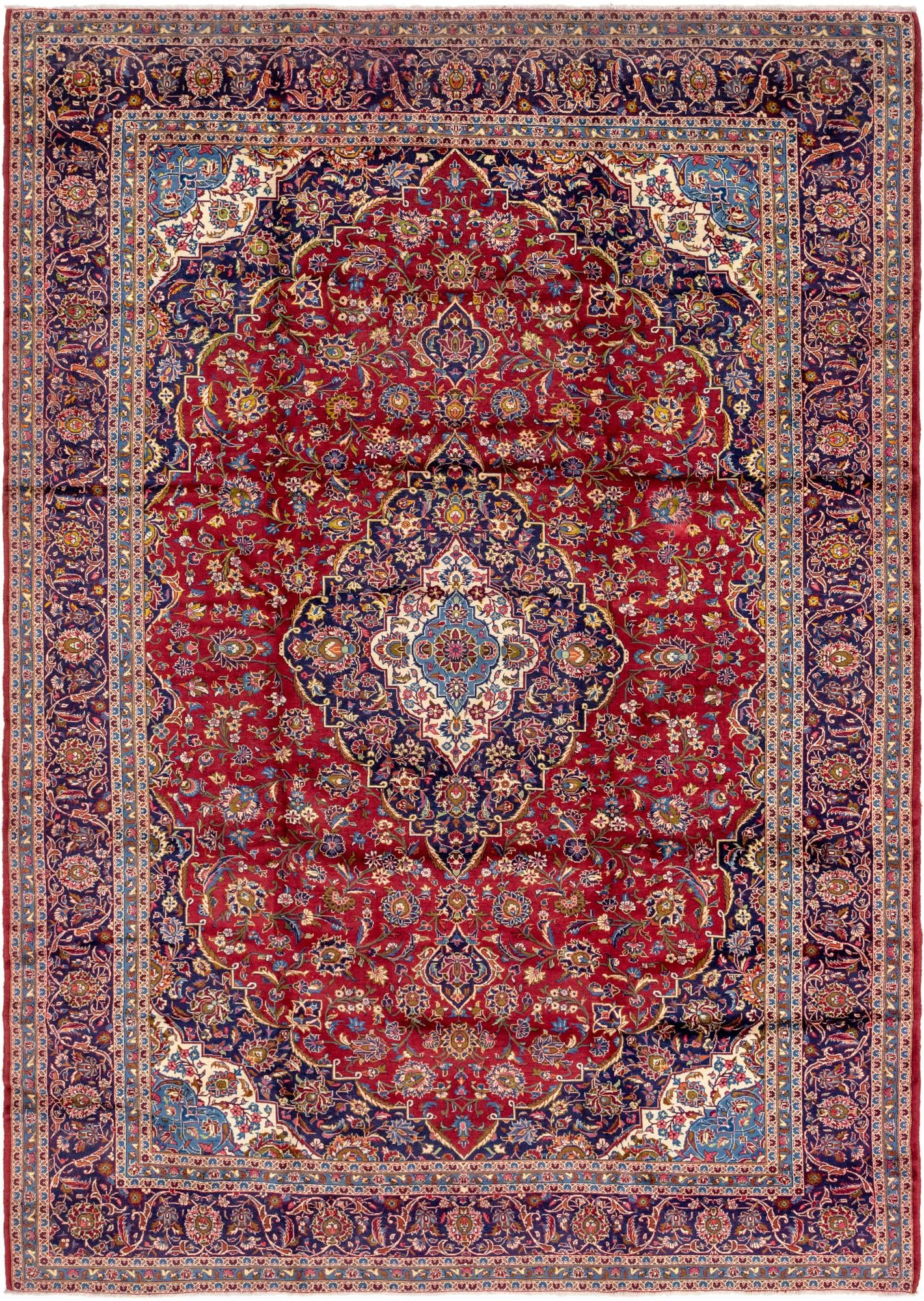 9' 9 x 14' Hand Knotted Kashan Persian Wool Rug