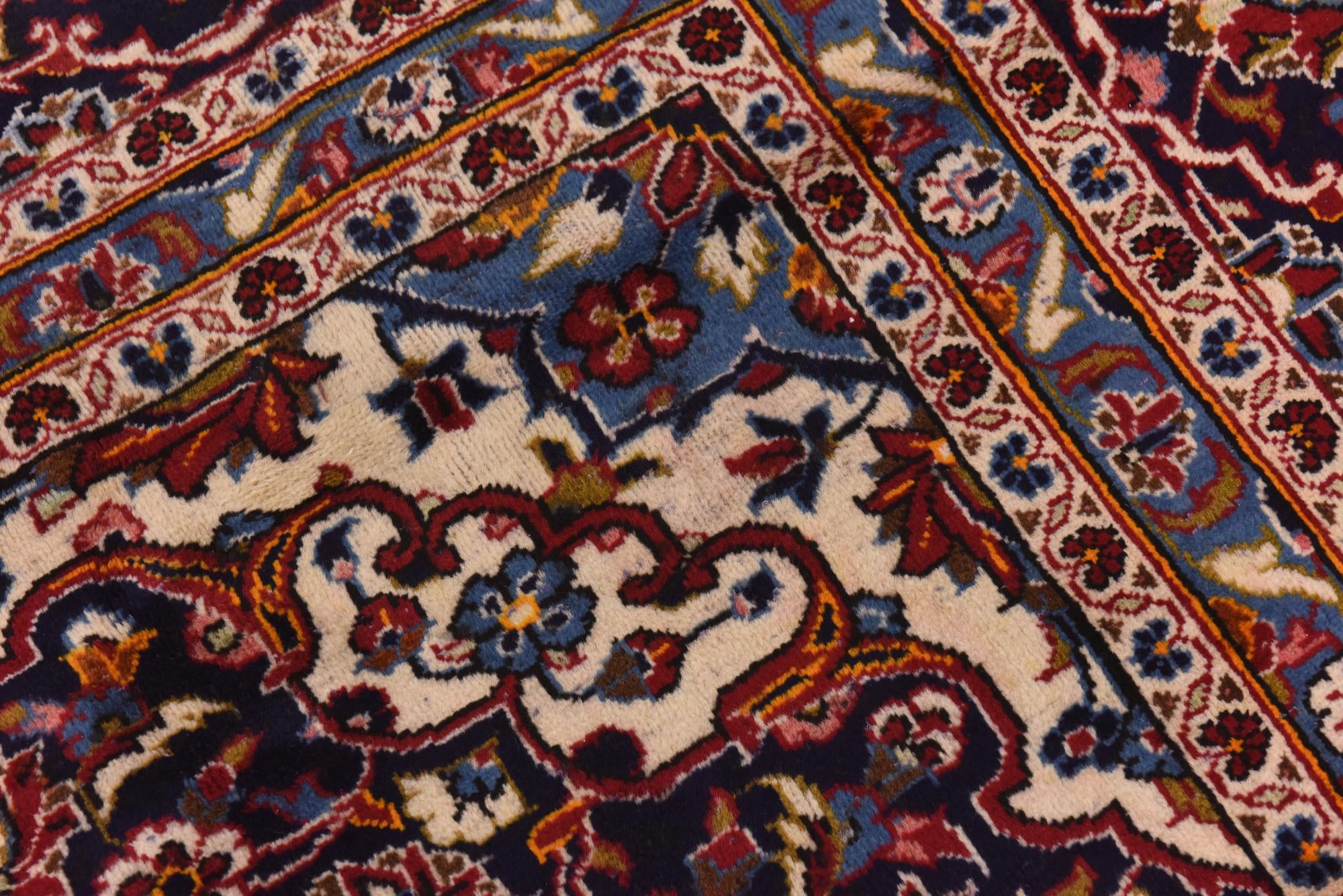 9' 9 x 13' Hand Knotted Kashan Persian Wool Rug
