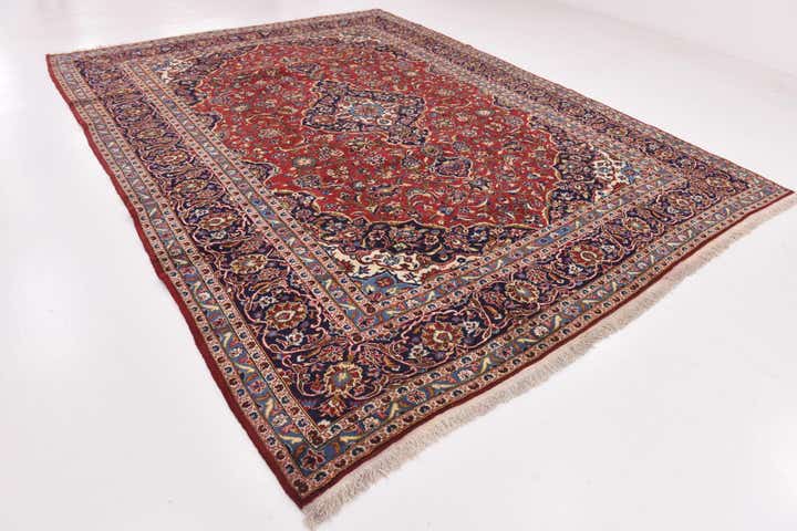9' 9 x 13' Hand Knotted Kashan Persian Wool Rug
