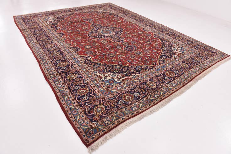 Detail image of 9' 9 x 13' Hand Knotted Kashan Persian Wool Rug