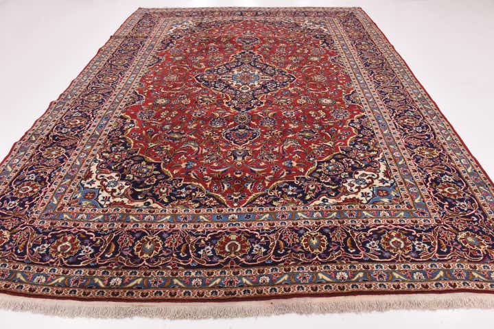 9' 9 x 13' Hand Knotted Kashan Persian Wool Rug