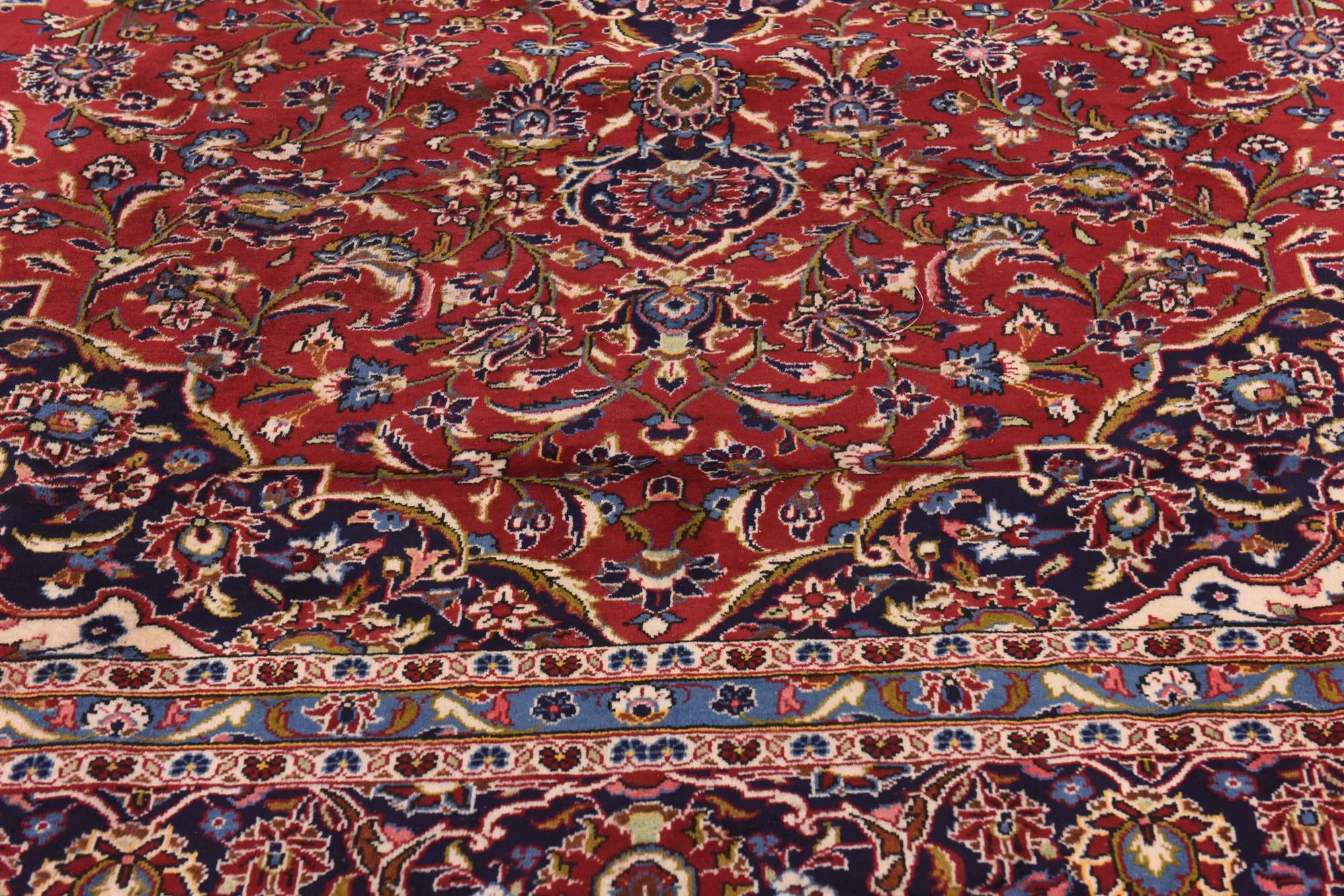 9' 9 x 13' Hand Knotted Kashan Persian Wool Rug