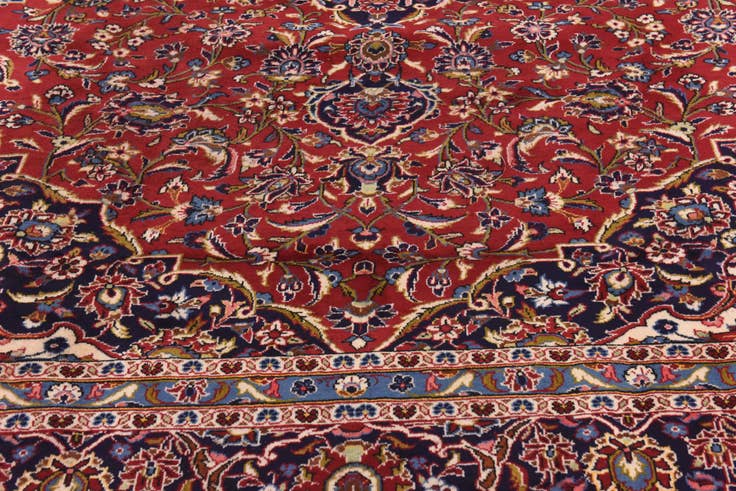 Detail image of 9' 9 x 13' Hand Knotted Kashan Persian Wool Rug