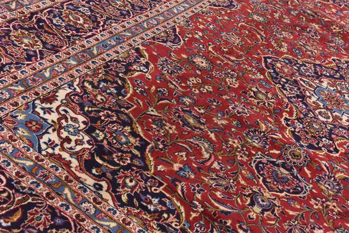 9' 9 x 13' Hand Knotted Kashan Persian Wool Rug