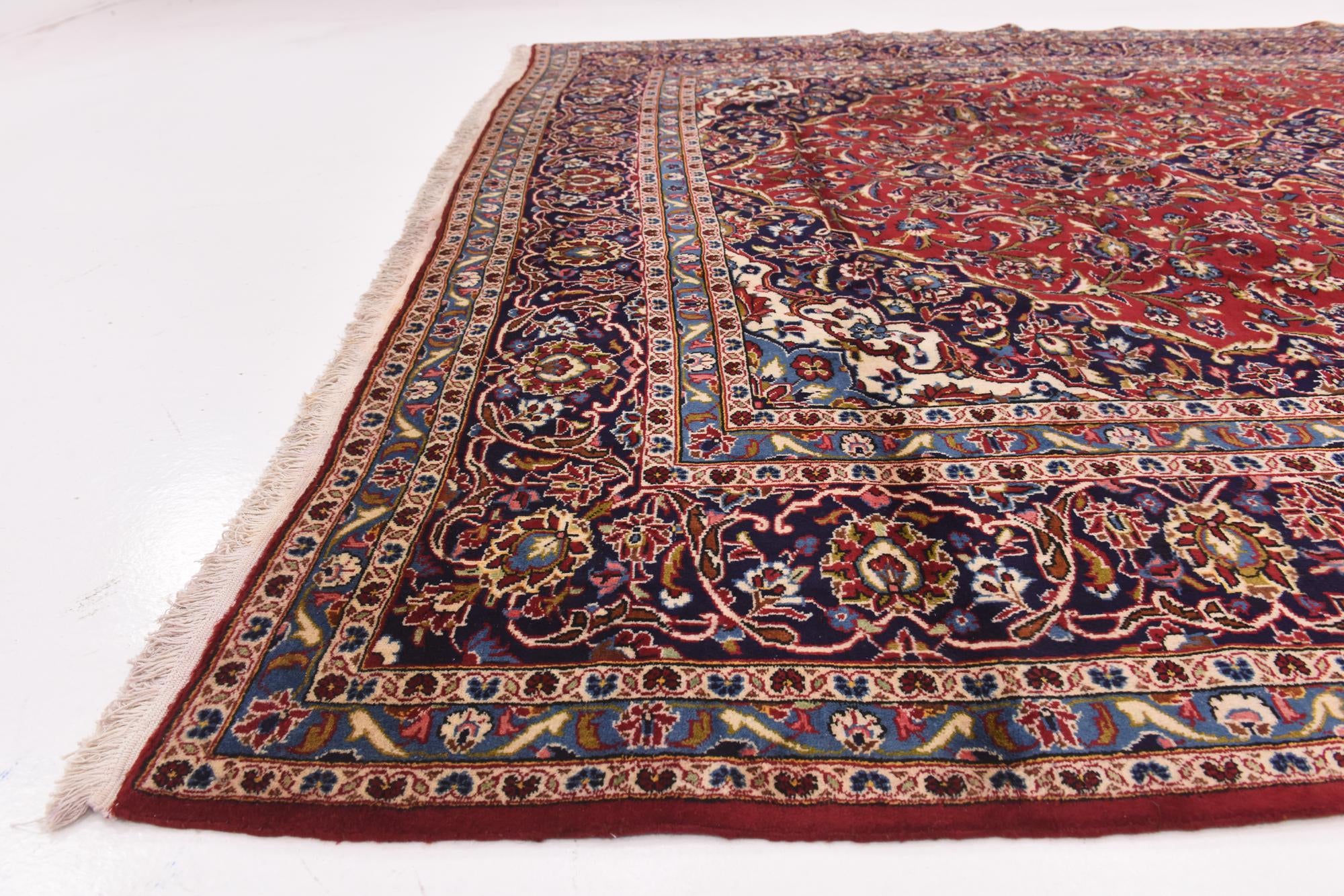 9' 9 x 13' Hand Knotted Kashan Persian Wool Rug