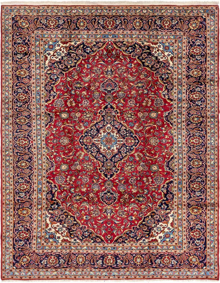 Detail image of 9' 9 x 13' Hand Knotted Kashan Persian Wool Rug