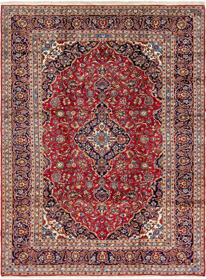 9' 9 x 13' Hand Knotted Kashan Persian Wool Rug