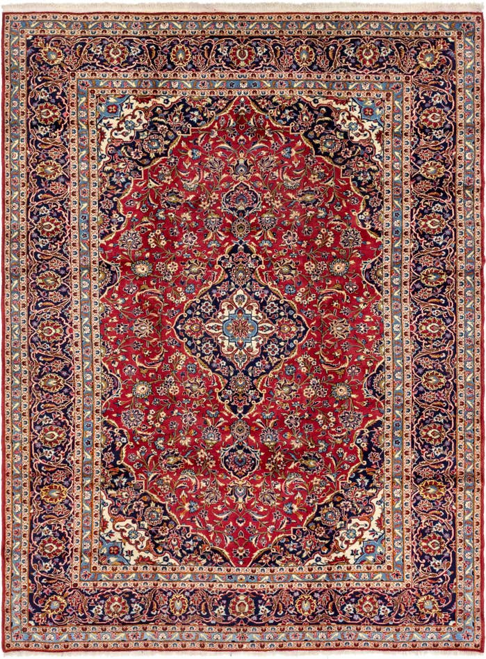 Detail image of 9' 9 x 13' Hand Knotted Kashan Persian Wool Rug