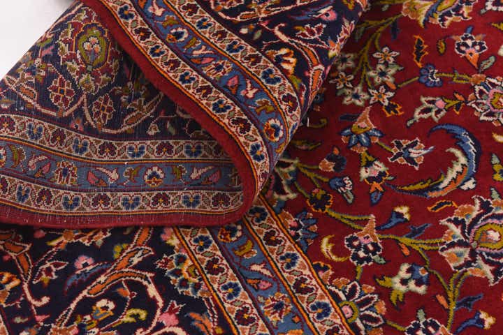 9' 7 x 12' 7 Hand Knotted Kashan Persian Wool Rug