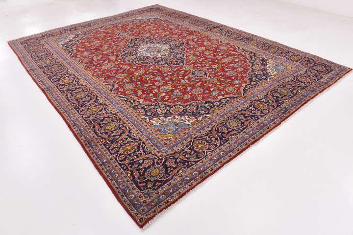 9' 7 x 12' 7 Hand Knotted Kashan Persian Wool Rug
