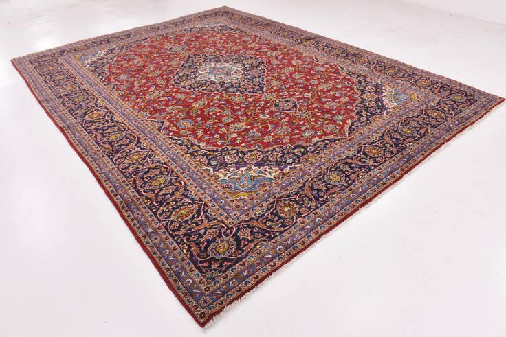 Detail image of 9' 7 x 12' 7 Hand Knotted Kashan Persian Wool Rug