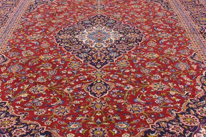 9' 7 x 12' 7 Hand Knotted Kashan Persian Wool Rug