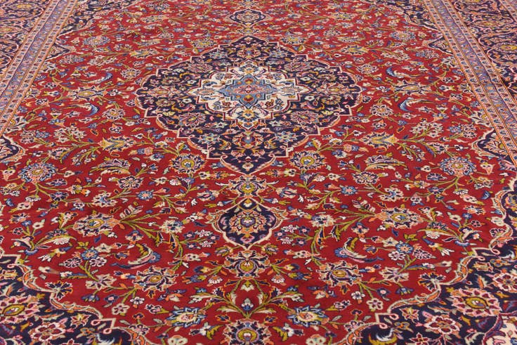 Detail image of 9' 7 x 12' 7 Hand Knotted Kashan Persian Wool Rug