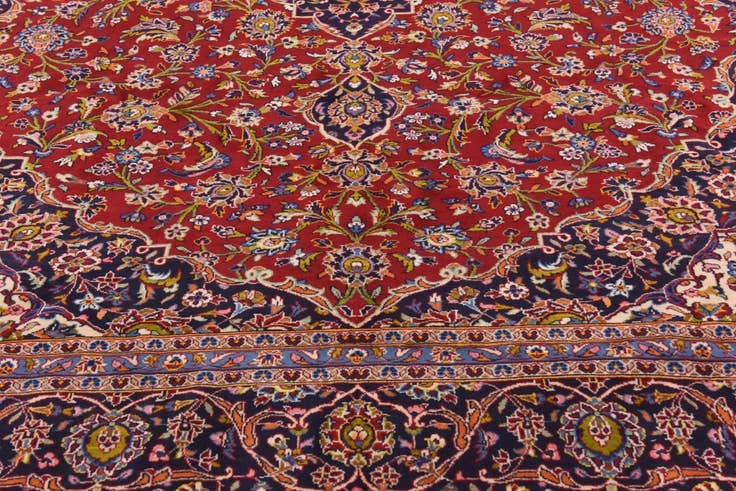 Detail image of 9' 7 x 12' 7 Hand Knotted Kashan Persian Wool Rug